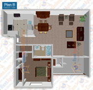 This image is the visual 3D representation of Bright Star in Rose Pointe Apartments.