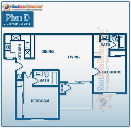 This image is the visual schematic representation of 'Double Gold' in Rose Pointe Apartments.